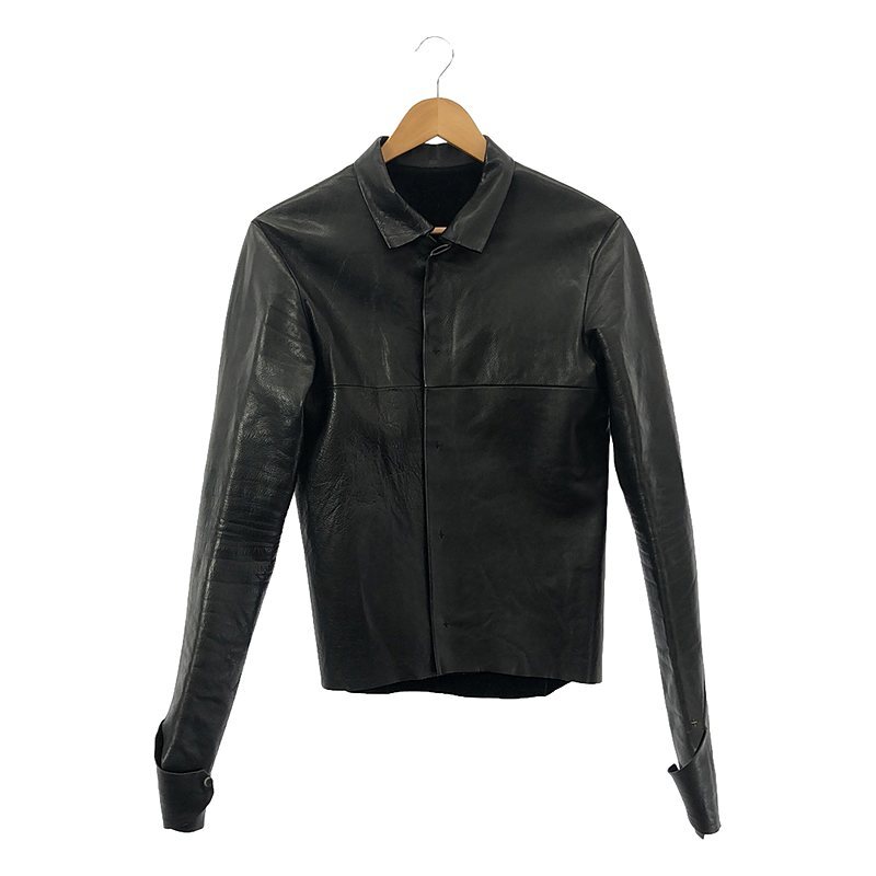 【美品】 m.a+ / エムエークロス | leather jacket / レザー シャツ ジャケット | 44 | black | レディース_画像1