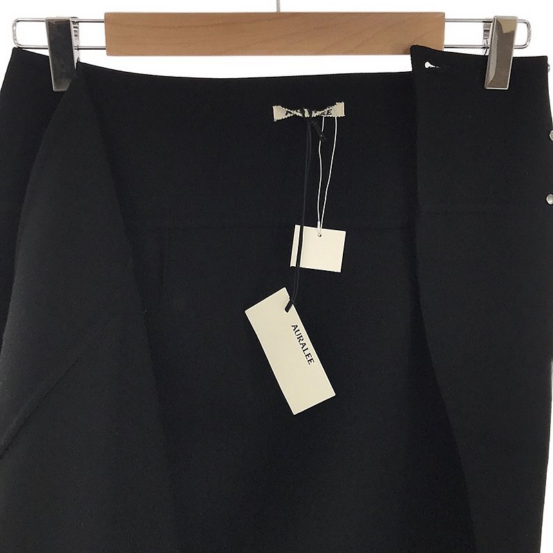 【新品】 AURALEE / オーラリー | 2023AW | DOUBLE CLOTH HARD TWIST CARSEY HAND SEWN SKIRT スカート | 2 | ブラック | レディース_画像4