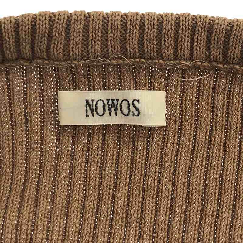 NOWOS / ノーウォス | v neck rib cardigan カーディガン | F | キャメル | レディース_画像5