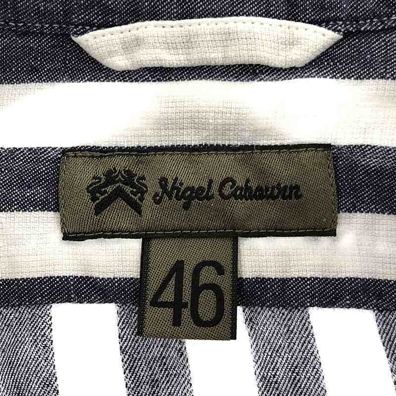 ?NIGEL CABOURN / ナイジェルケーボン | リネン ストライプシャツ | 46 | ホワイト/インディゴブルー | メンズ_画像5