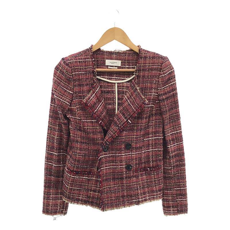 ISABEL MARANT ETOILE / イザベルマランエトワール | ノーカラーコットンツイードジャケット | 36 | ピンク | レディースの画像1