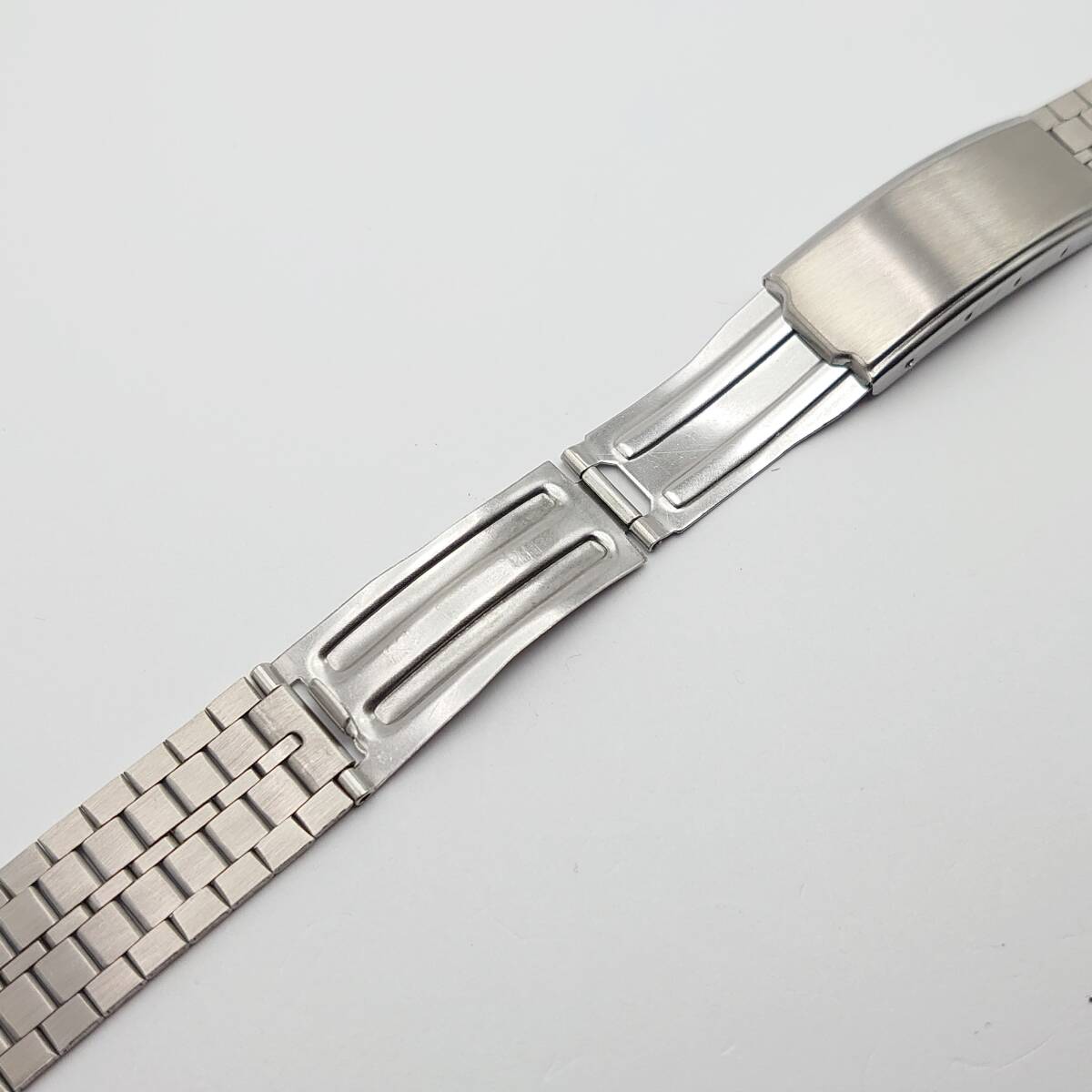 [20mm] ビンテージ ステンレス 腕時計ブレスレット① 金属ベルト ヘアライン ３つ折れバックルの画像6