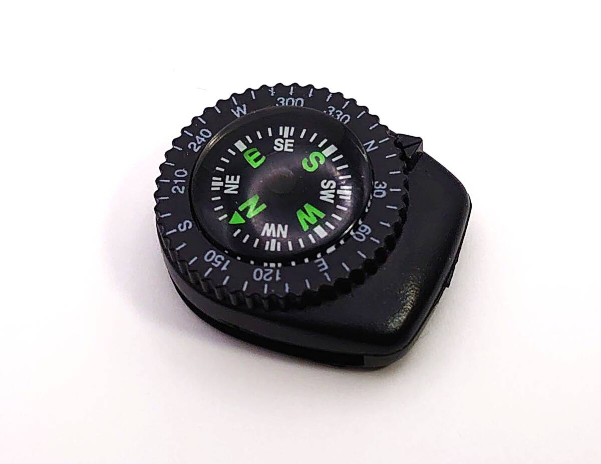 腕時計ベルト用 コンパス 2個 クリップタイプ リキッド式 オイルコンパス 黒 回転式ベゼル ～22mm幅 方位磁石 ミリタリーウォッチ等にの画像3