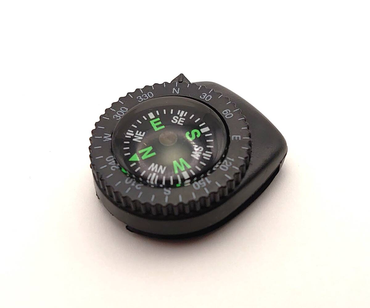 腕時計ベルト用 コンパス 2個 クリップタイプ リキッド式 オイルコンパス 黒 回転式ベゼル ～22mm幅 方位磁石 ミリタリーウォッチ等にの画像2