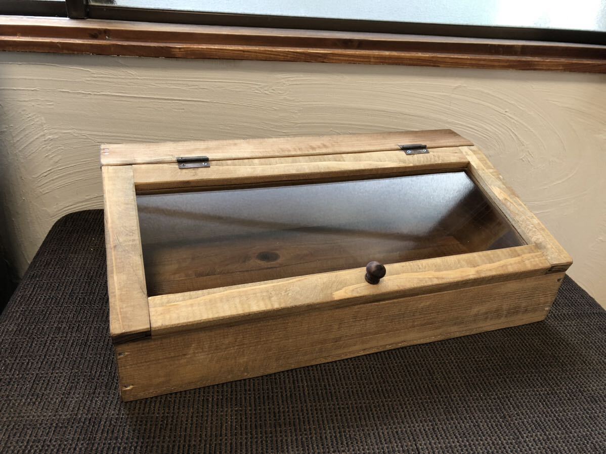 ■レトロ■古い木 ガラスケース ガラス ボックス お菓子  レトロガラスコレクションの画像1