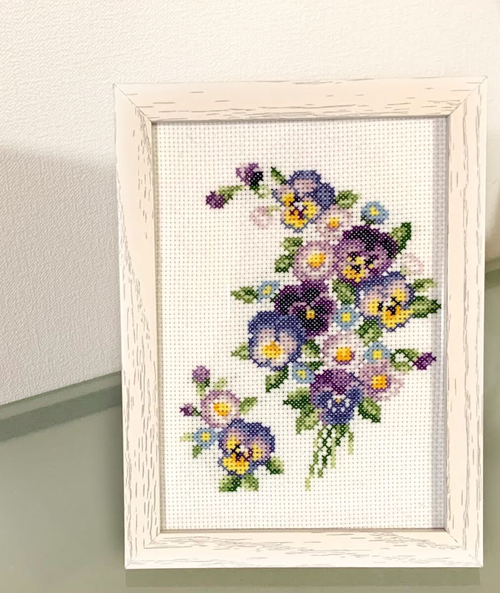  Cross stitch Cross stitch embroidery final product hand made amount entering final product Cross stitch final product embroidery flower pansy daisy Mother's Day 