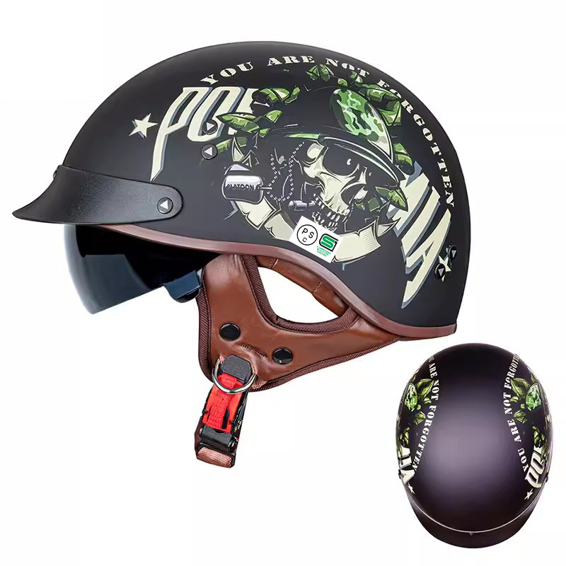 人気 ハーフヘルメット 内蔵ゴーグル 半帽ヘルメット バイクヘルメット 半キャップ ヘルメットVF02 男女兼用 G サイズ：XLの画像1