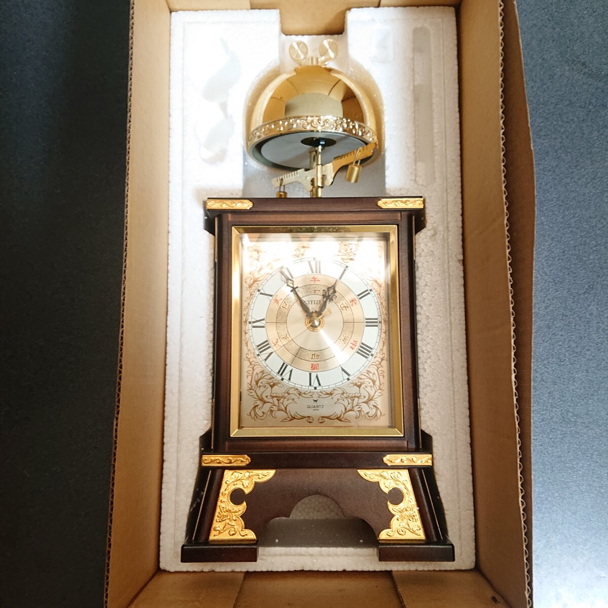 CITIZEN シチズン 綺麗な大名時計 干支文字盤 和時計 置き時計 水晶時計 昭和レトロ インテリア 動作確認済 アンティーク QUARTZの画像7
