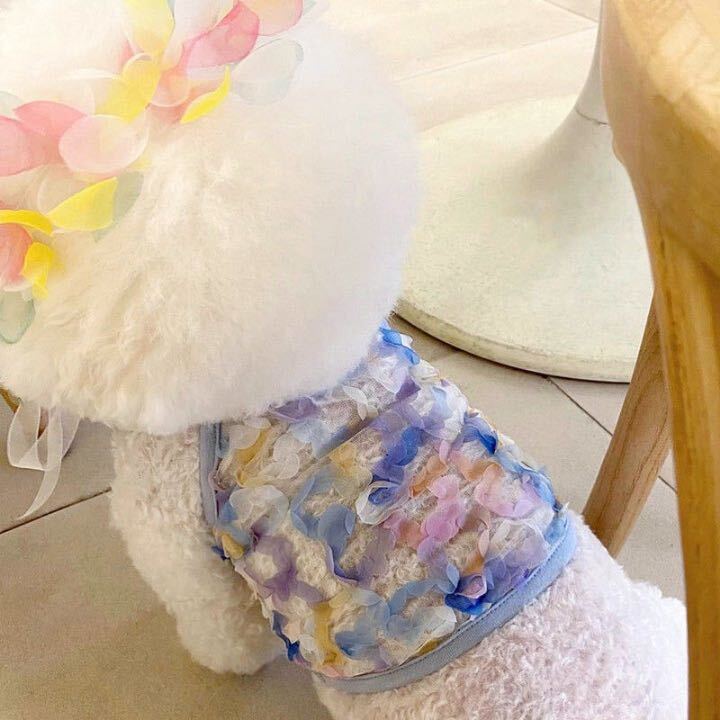 【お花いっぱい】犬服　タンクトップ　ペット　小型犬　可愛い　花柄　通気性　散歩　Mサイズ_画像6