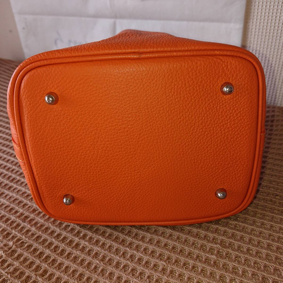 * beautiful goods *A4M1896* handbag * orange series cow leather . unused . close men's & lady's 