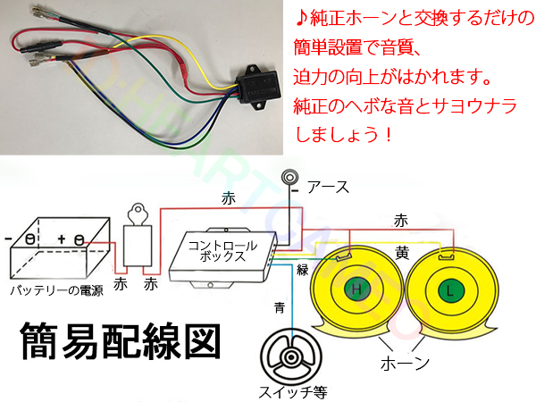 22種類サウンド マルチ12ｖ電子ホーン高音/低音セット高音510Hz ホーンの画像3