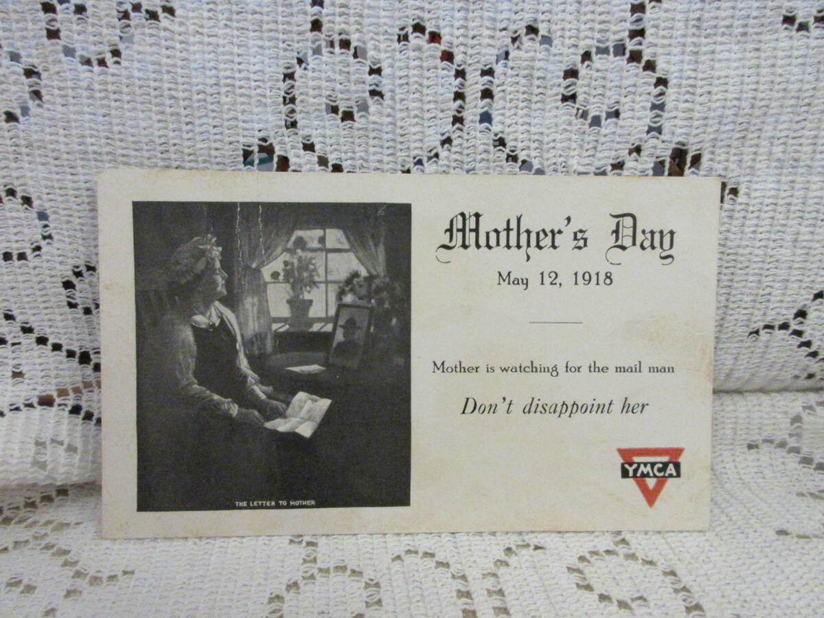 アンティーク　カード　母の日　母　写真　手紙　YMCA　1918年5月12日　未使用_画像1