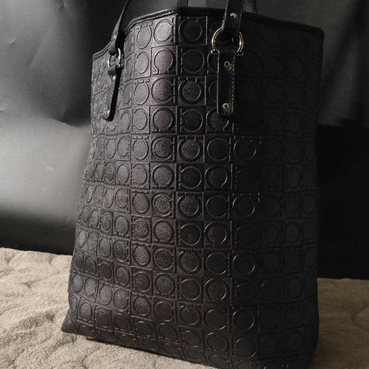 1 jpy ~[ ultimate beautiful goods ] Ferragamo Salvatore Ferragamo business bag men's tote bag hand handbag shoulder ..A4 PC document bag gun chi-ni leather 