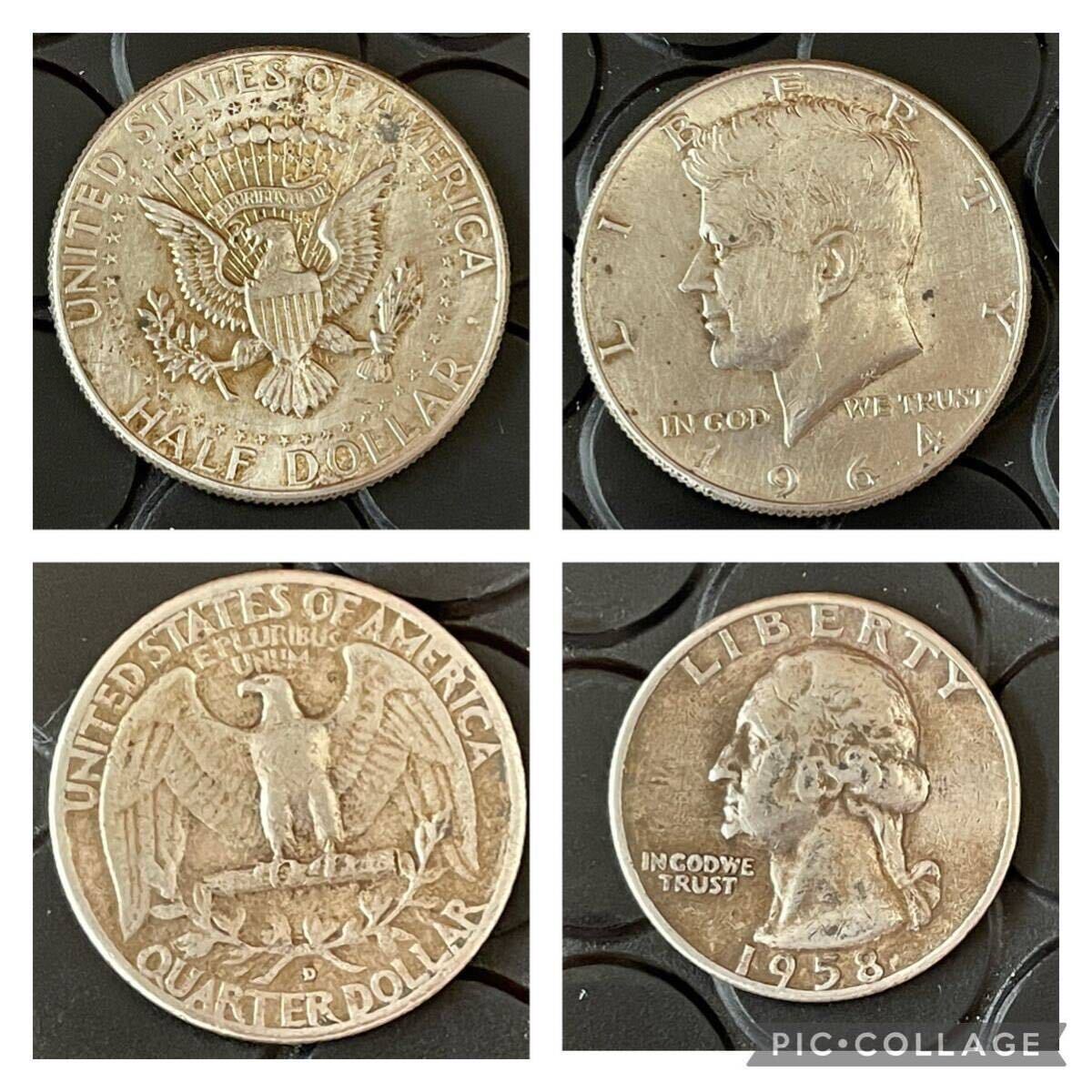 アメリカ合衆国 LIBERTY リバティ ONE・HALF・QUARTER DOLLAR 1ドル 50セント 25セント フランス 5FRANCS フラン旧貨幣 旧硬貨 銀貨の画像8