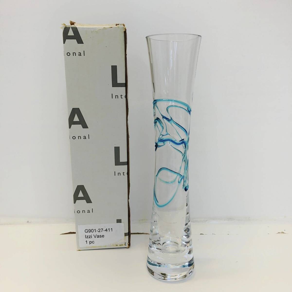 新品　4.水色　LSA international　フラワーベース　花瓶　ハンドメイド　ガラス　ターコイズ　Izzi Vase 27cm　ポーランド製　G901-27_画像1