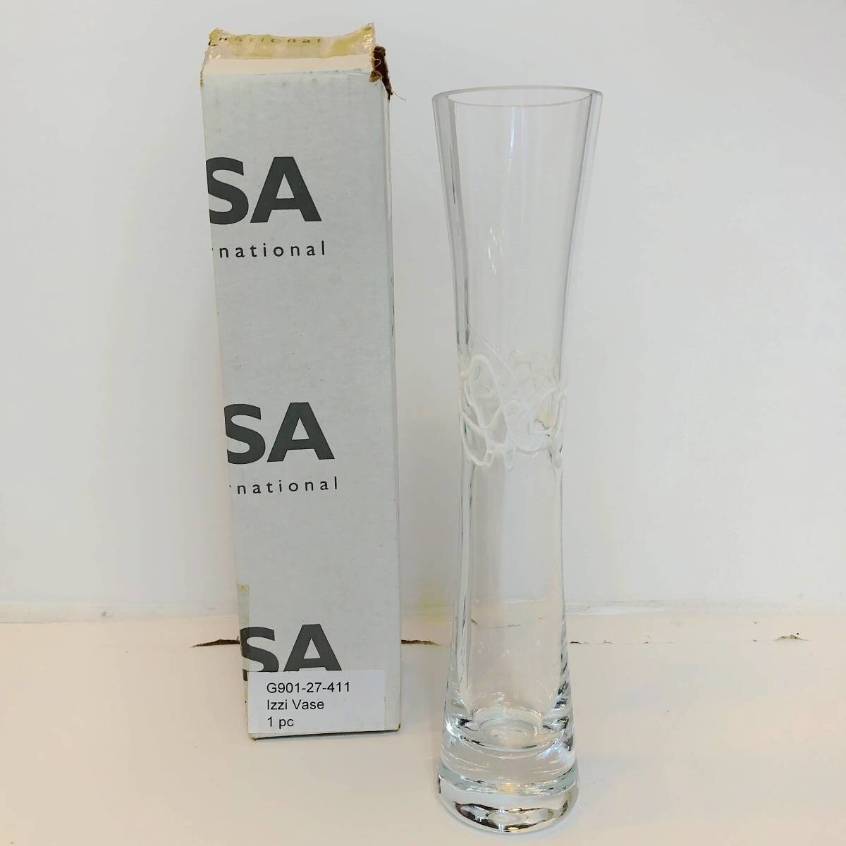  new goods 4. white LSA international flower base vase hand made glass white Izzi Vase 27cm Poland made G901-27