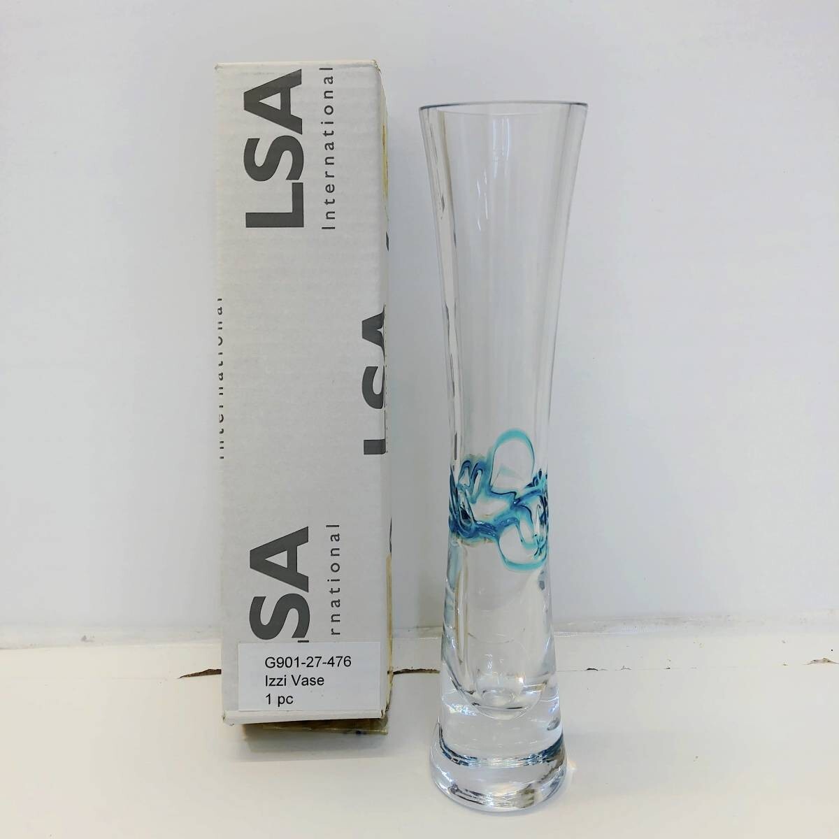  new goods 1. light blue LSA international flower base vase hand made glass turquoise Izzi Vase 27cm Poland made G901-27