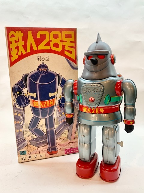 # reprint #Made in JAPAN# tin plate Tetsujin 28 number # Osaka tin plate toy materials .# box attaching #