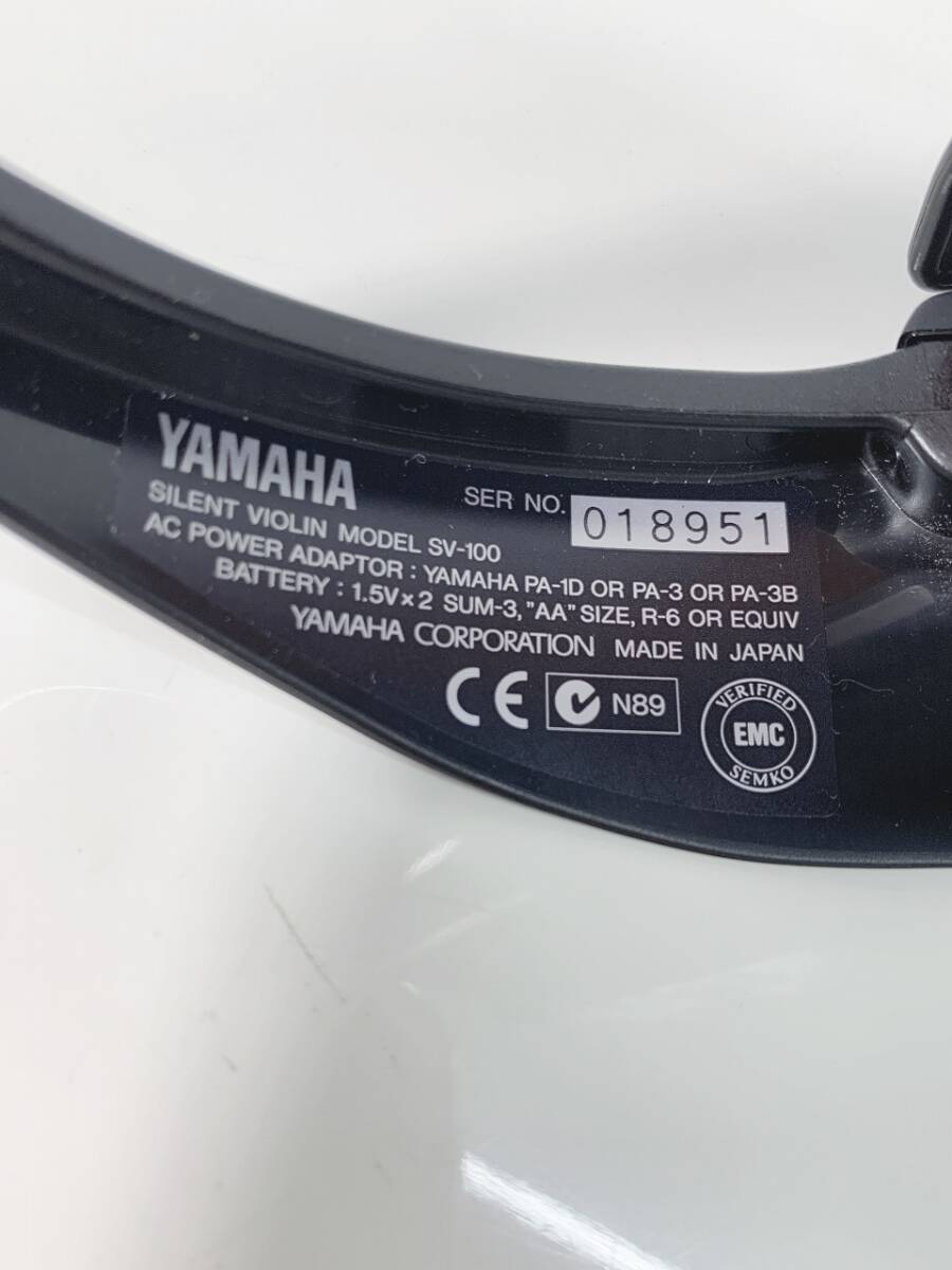 16n 140 YAMAHA/ヤマハ サイレントバイオリン SV-100 バイオリン 弦楽器 弓 通電確認済み 動作未確認 ハードケース付き 現状品の画像4