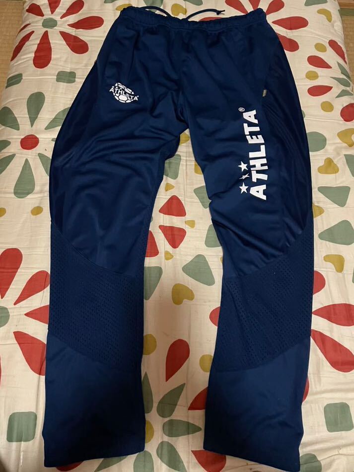 アスレタ セットアップ ジャージ 上下セット ネイビー ATHLETA サッカー メッシュ加工  USED 100円〜最落無し Lサイズの画像5