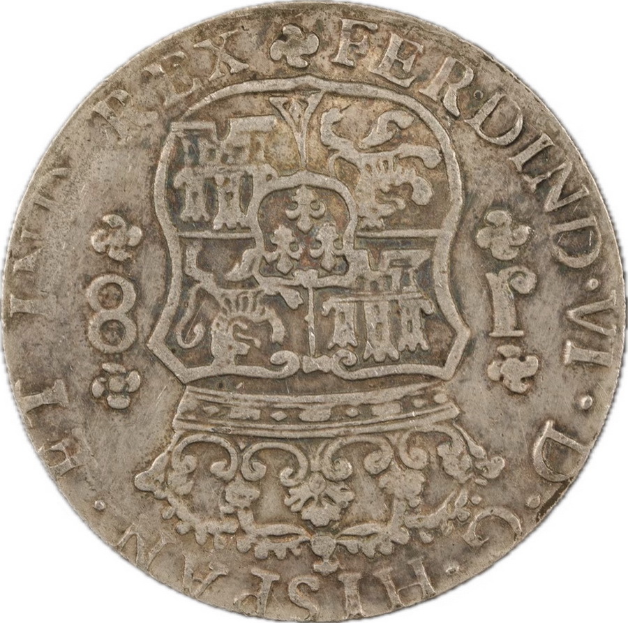 T112★ 1753年/銀貨 /メキシコ MEXICO /フェルナンド6世(1746ー59) 8レアル 8Reales 直径約38.79mm 重量約 26.8gの画像1