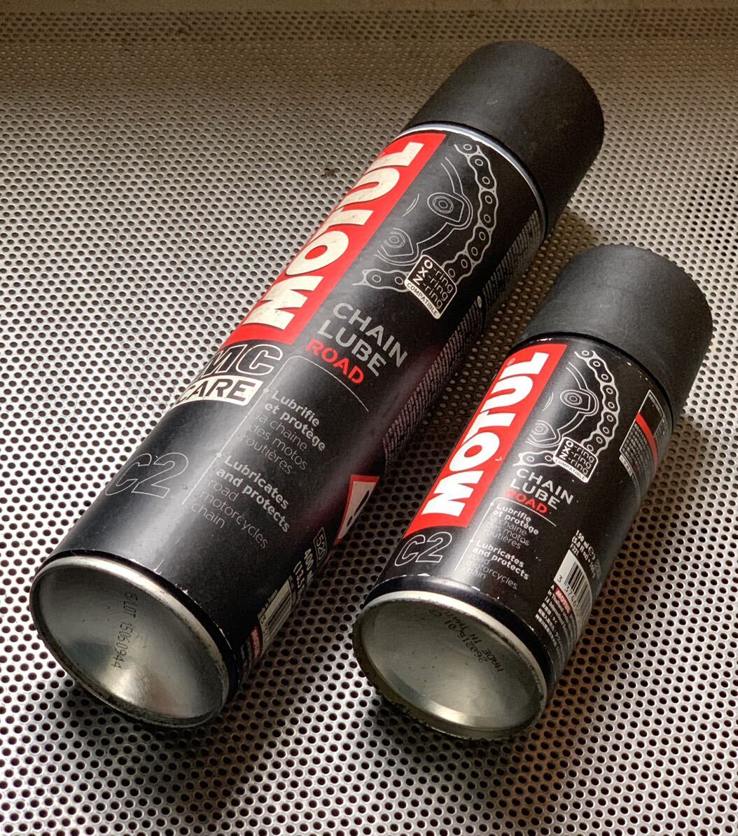 ■MOTUL MC CARE C2 CHAIN LUBE ROAD モチュール チェーンルブ ロード用 C2 スプレー 2本 使いかけ チェーンオイル 潤滑剤 USEDの画像2