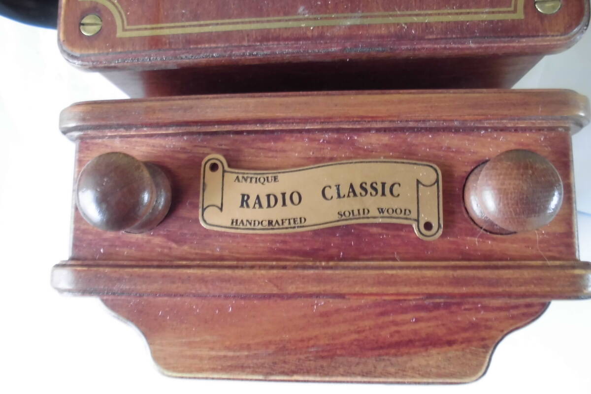 電話機タイプ 時計とAM FM壁掛けラジオ 時計ラジオ正常稼働木製珍品の画像4