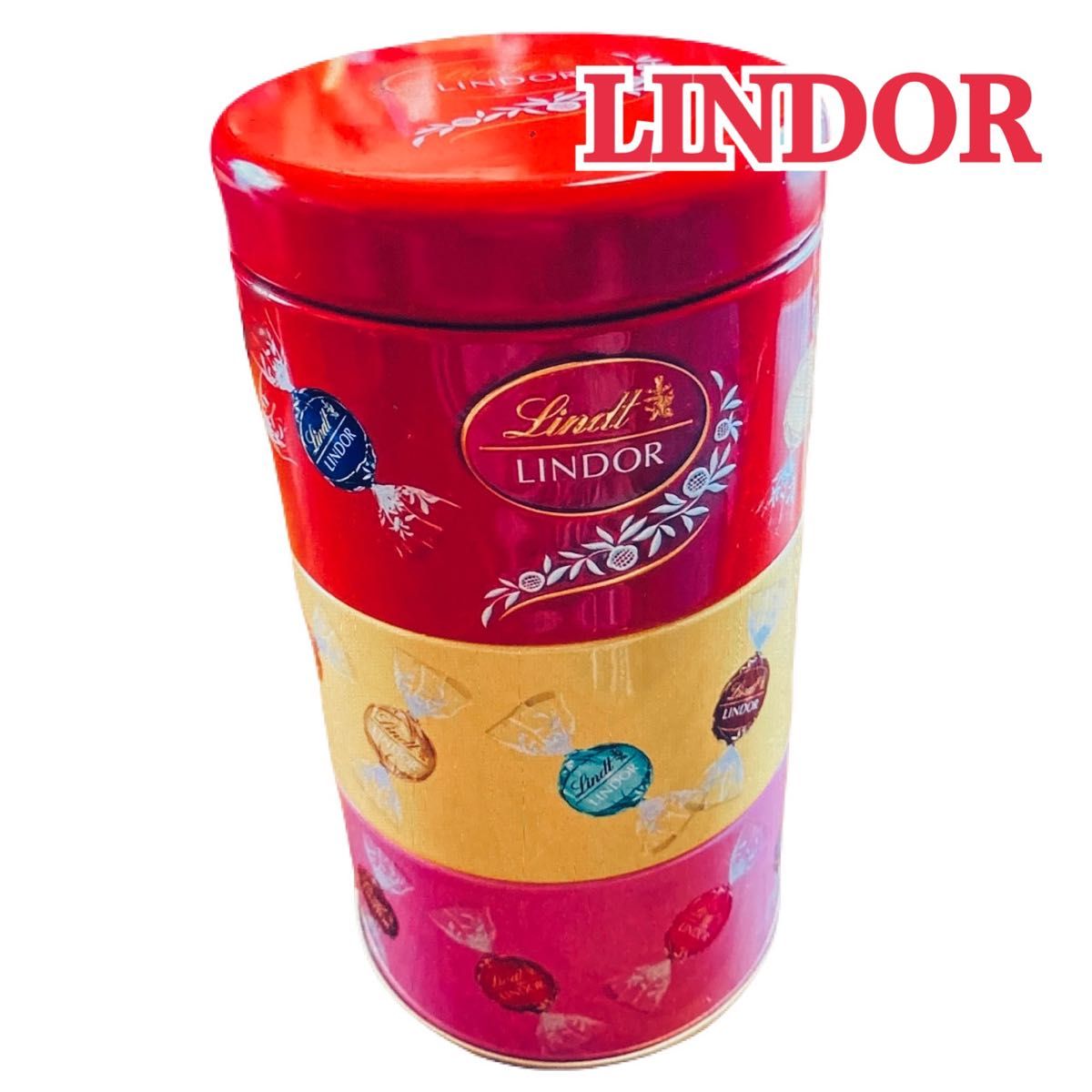 【LINDOR】リンドール  チョコレート缶  空き缶 3段  レトロポップ