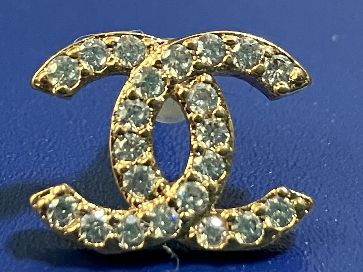 25P ☆モチーフカラフルクリスタルCOCOマークゴールドピアス H08☆送料無料☆美品 CHANEL/シャネル ココマーク ライン
