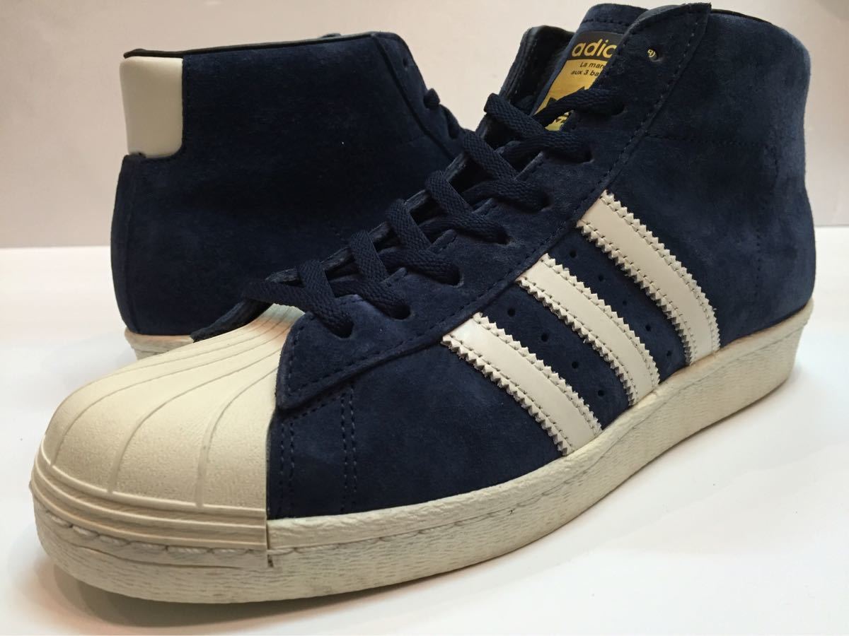 美品 レア 15年製 adidas PRO MODEL VINTAGE DLX アディダス プロモデル スエード ビンテージ ネイビー オフホワイト US8.5 JP26.5㎝_画像2