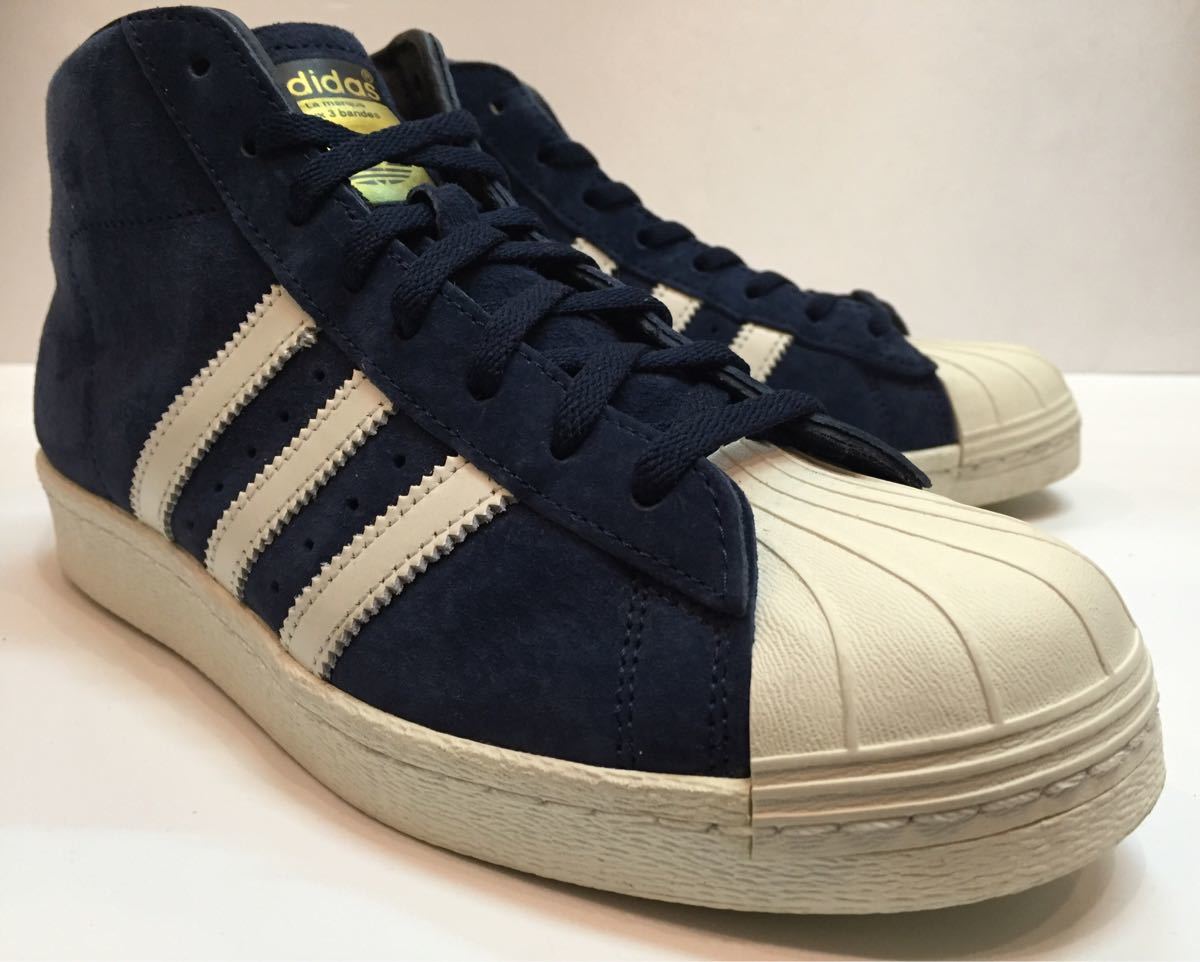 美品 レア 15年製 adidas PRO MODEL VINTAGE DLX アディダス プロモデル スエード ビンテージ ネイビー オフホワイト US8.5 JP26.5㎝_画像1