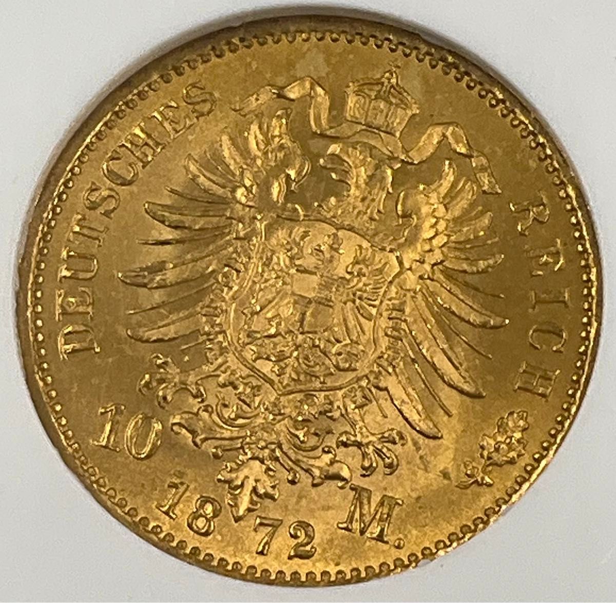 ★高鑑定 美品 1872 A ドイツ ヴィルヘルム１世 10マルク 金貨 プロイセン NGC MS66