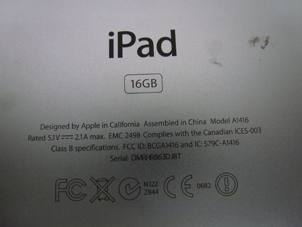 190527◆タブレット Apple iPad A1416 16GB◆ジャンクの画像3