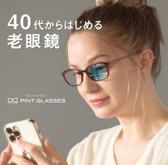 PINTGLASSES(ピントグラス）中度レンズ シニアグラス 自分の目でピントを探す 老眼鏡   ＋0.6～＋2.5