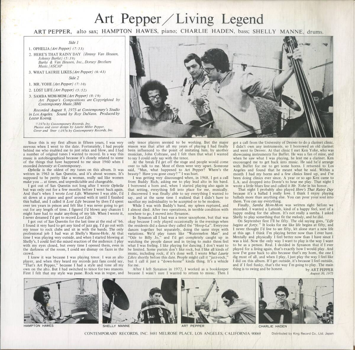 A00590696/LP/アート・ペッパー(ART PEPPER)「Living Legend (1976年・GP-3035・クールジャズ)」の画像2