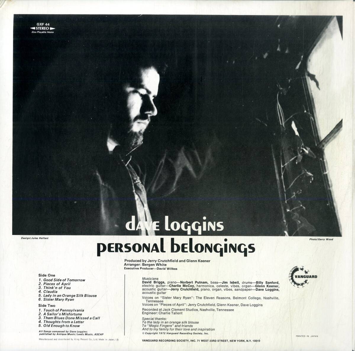 A00592572/LP/デイヴ・ロギンス (DAVE LOGGINS)「Personal Belongings (1978年・GXF-44・フォークロック)」_画像2