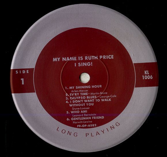 A00592348/LP/ルース・プライス (RUTH PRICE)「My Name Is Ruth Price... I Sing! (KL-1006・ヴォーカル)」の画像3