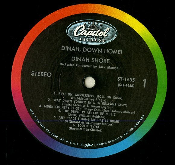 A00592366/LP/ダイナ・ショア (DINAH SHORE)「Dinah Down Home (ST-1655・ヴォーカル)」の画像3