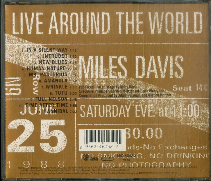 D00161197/CD/マイルス・デイヴィス「Live Around The World (1996年・9362-46032-2・ポストバップ・フュージョン・フューチャーJAZZ)」の画像2