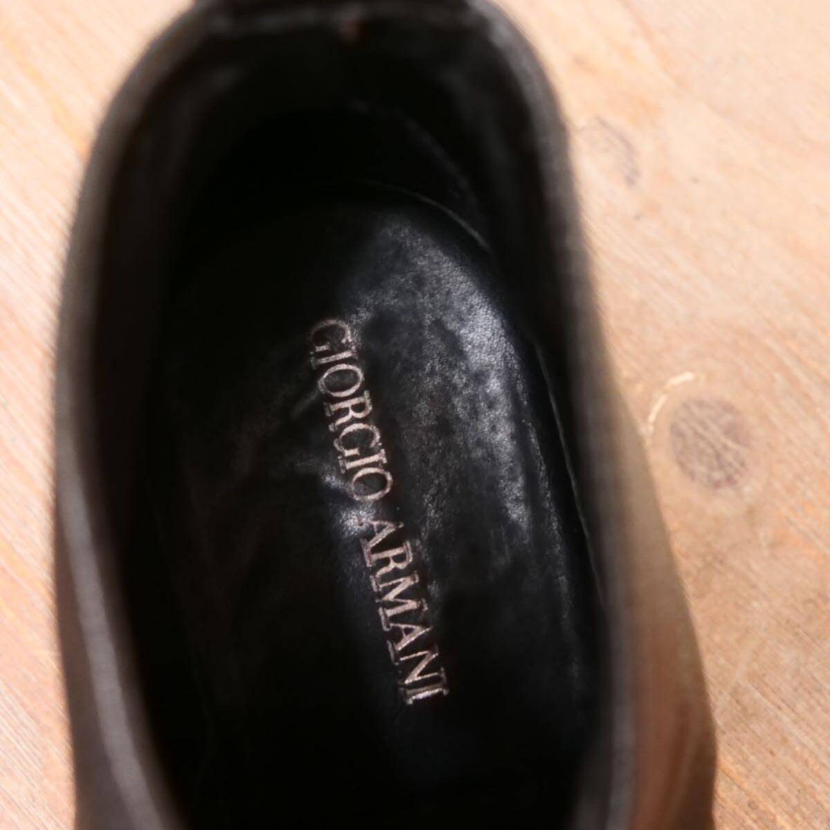 最高級◎【GIORGIO ARMANI】ジョルジオアルマーニ チャッカブーツ ブラック EU42 ビジネスシューズ カジュアル メンズ 革靴_画像7