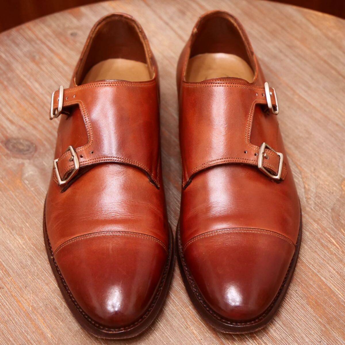  хорошая вещь *CAMBRIDGE Италия производства Brown двойной monkUK5.5 бизнес обувь кожа обувь 