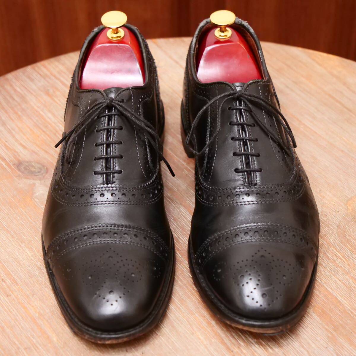 【Allen Edmonds】アレンエドモンズ ブルックスブラザーズ別注 US9D ブラック セミブローグ ビジネスシューズ メンズ 革靴 雨の日用に_画像2