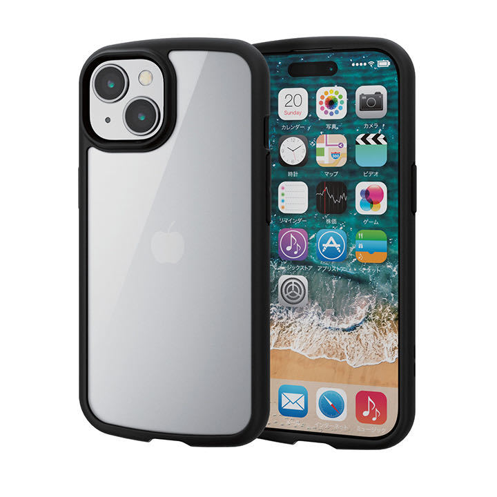 【送料無料】エレコム iPhone15 TOUGH SLIM LITE フレームカラー 背面ガラス ブラックの画像3