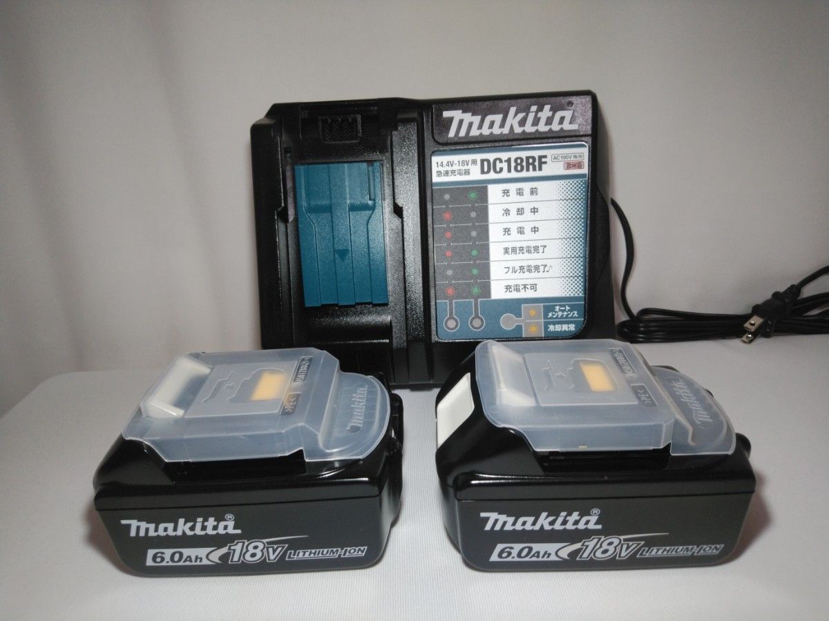 即日発送　新品 + 中古品　Makita　国内純正品　急速充電器　DC18RF　バッテリー　BL1860B　×2