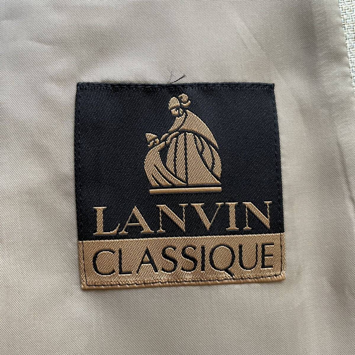 希少XLサイズ相当 ランバンクラシック【極上シルクの光沢感】LANVIN テーラードジャケット ウィンドウペンチェック柄 グリーン系 背抜き _画像8