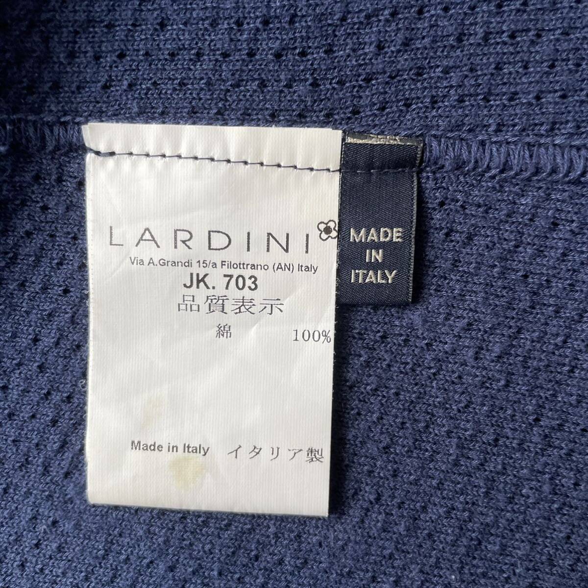 ラルディーニ【突き抜ける爽やかさ】LARDINI テーラードジャケット サマージャケット 鹿の子 Mサイズ相当 ネイビー系 イタリア製 アンコン_画像9