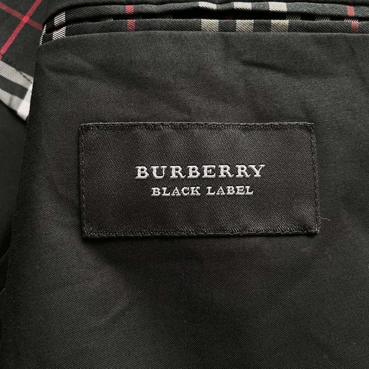 希少Lサイズ バーバリーブラックレーベル【漆黒で魅せる色気】BURBERRY テーラードジャケット ステッチデザイン ノバチェック 背抜き 紺_画像8