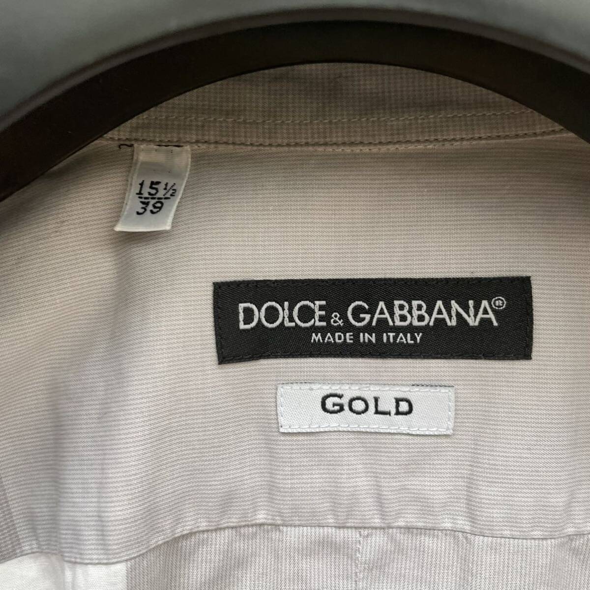 希少Lサイズ相当 ドルチェ&ガッバーナ【イタリア紳士の風格】DOLCE&GABBANA GOLD ドレスシャツ ボックスチェック柄 グレー系 長袖 39サイズ_画像8