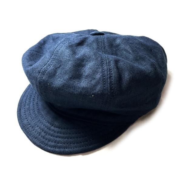 定番モデル! 90s 00s USA製 NEW YORK HAT CO. ニューヨークハット リネン キャスケット キャップ 帽子 インディゴ LARGE メンズ 古着の画像1