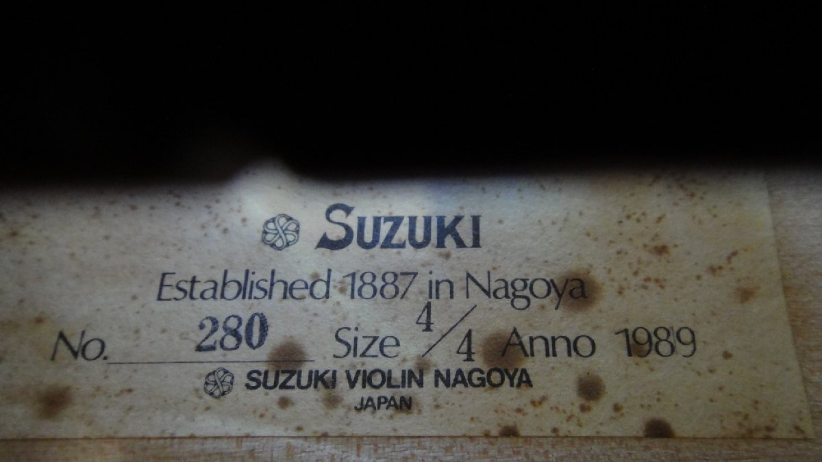 【中古】SUZUKI VIOLIN NAGOYA 鈴木バイオリン NO.280 Size 4/4 JUNK ジャンク 現状渡しの画像10